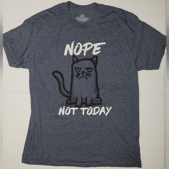Other - Nope not today cat meme  mens short sleeve crewneck blue graphic t shirt